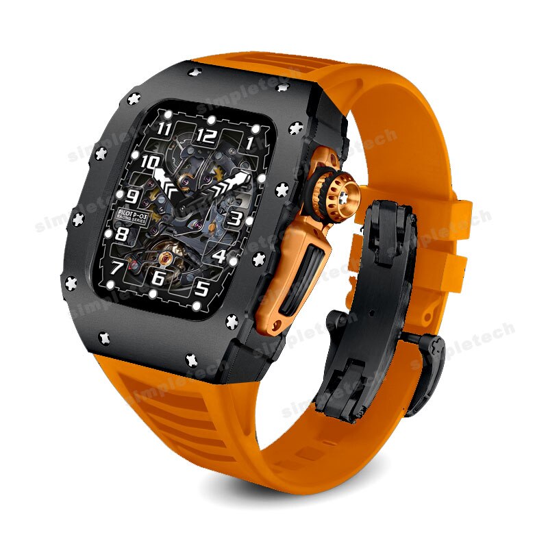 Metal Case for iWatch Series Fluorine Rubber Strap
