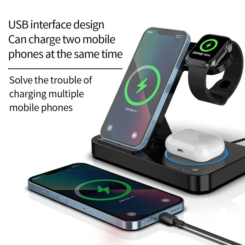 15W 4 in 1 Foldable Wireless Charging Station