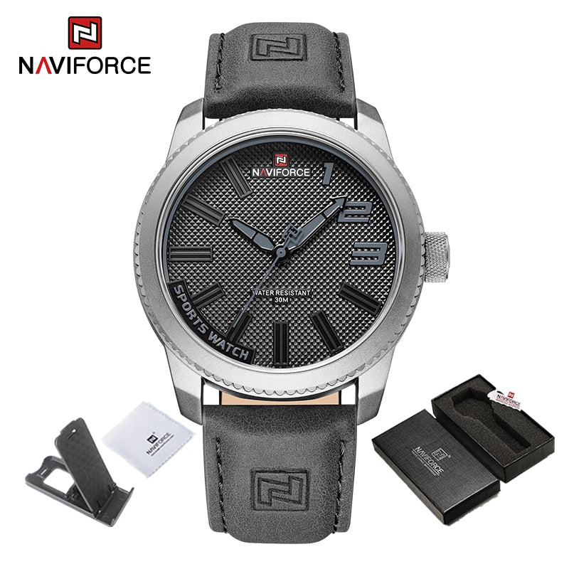 Shockproof Waterproof Leather Watch Men 