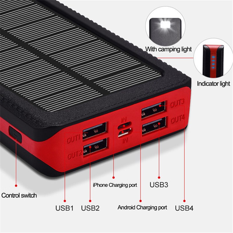 هاتف بالطاقة الشمسية 80000mAh Powerbank