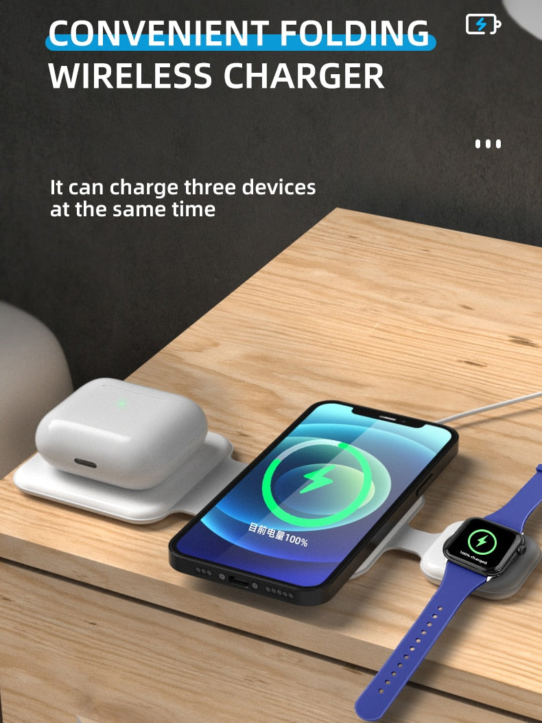 3-in-1 Travel Wireless Charger 15W