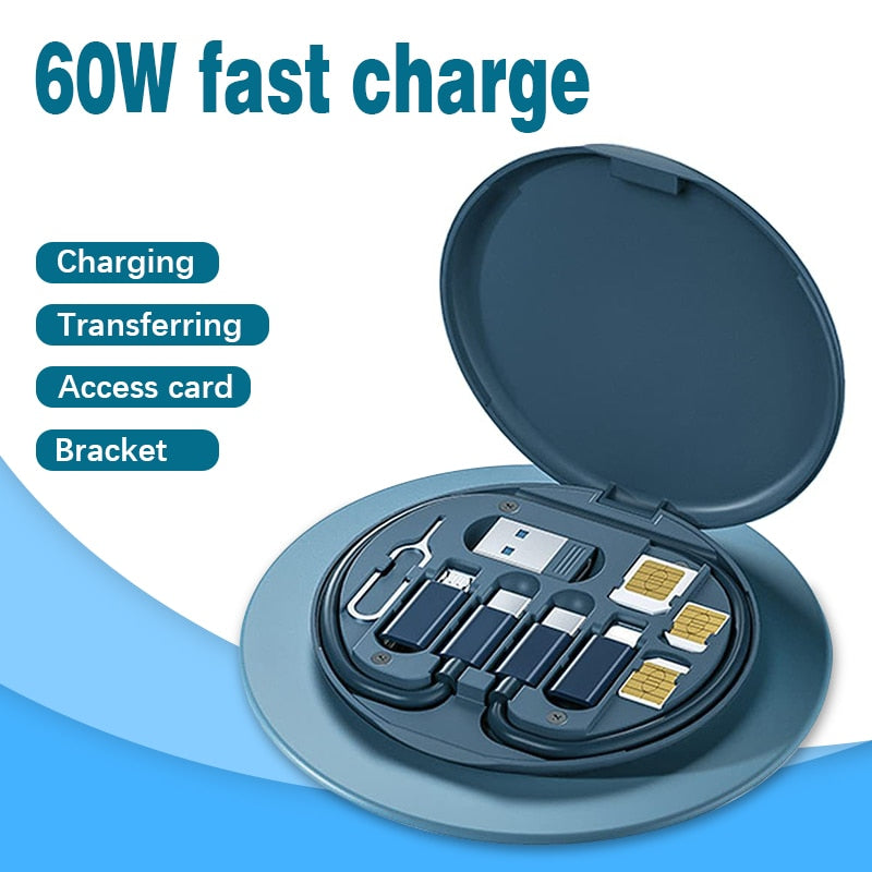 60W quick-charge multi-function travel Cable Set Storage Box