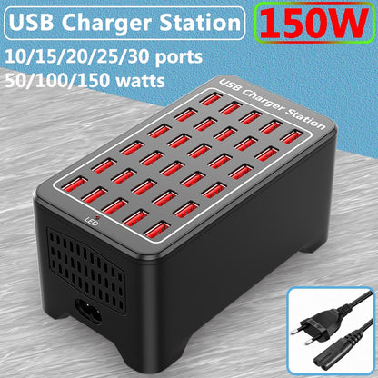 USB Charger 10 15 20 25 30 Ports HUB 150W