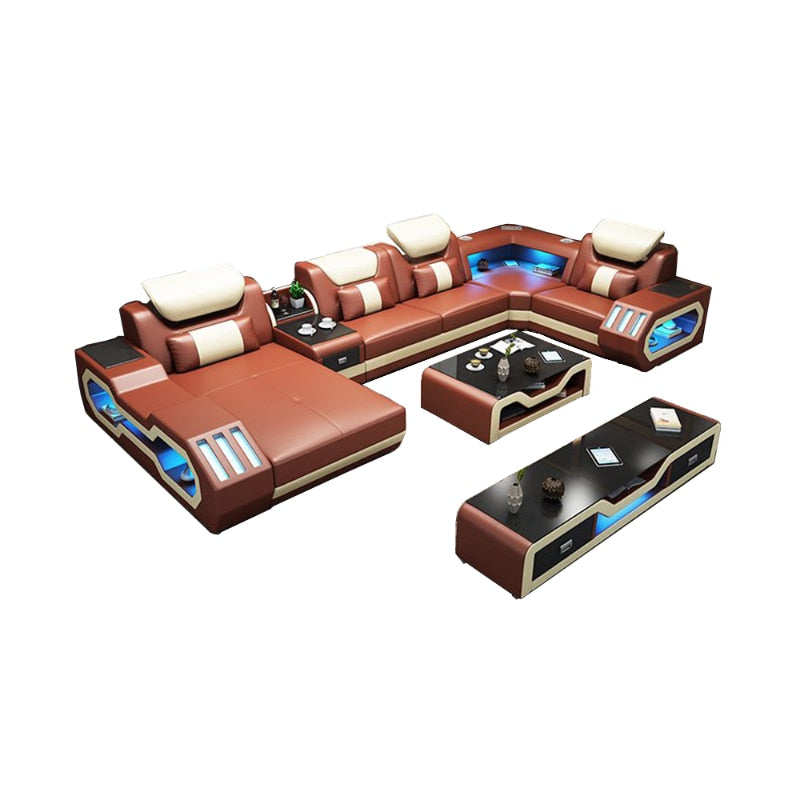 U shape sofa with a speaker