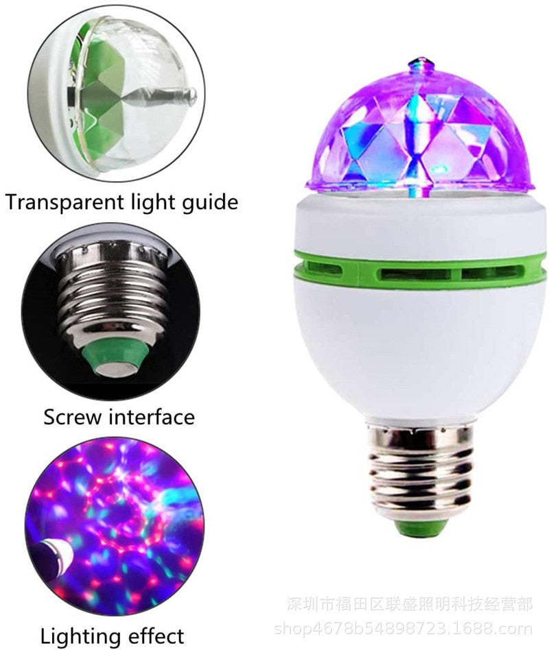 E27 B22 3W Rotatif Stage Light DJ Disco Cristal LED Boule Lampe Strobe Ampoule Multi Changeant Couleur LED Lumière pour Anniversaire Fête Bar