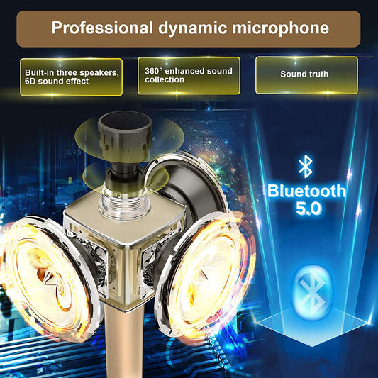 Microphone karaoké sans fil Bluetooth professionnel micro dynamique Machine à chanter Portable pour téléphone Bluetooth/TV/haut-parleur maison KTV