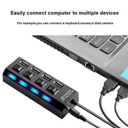 USB HUB 2.0 USB 2.0 HUB Multi USB Splitter Hub Use Power Adapter 4/7 Port Multiple Expander 2.0 USB HUB with Switch for PC