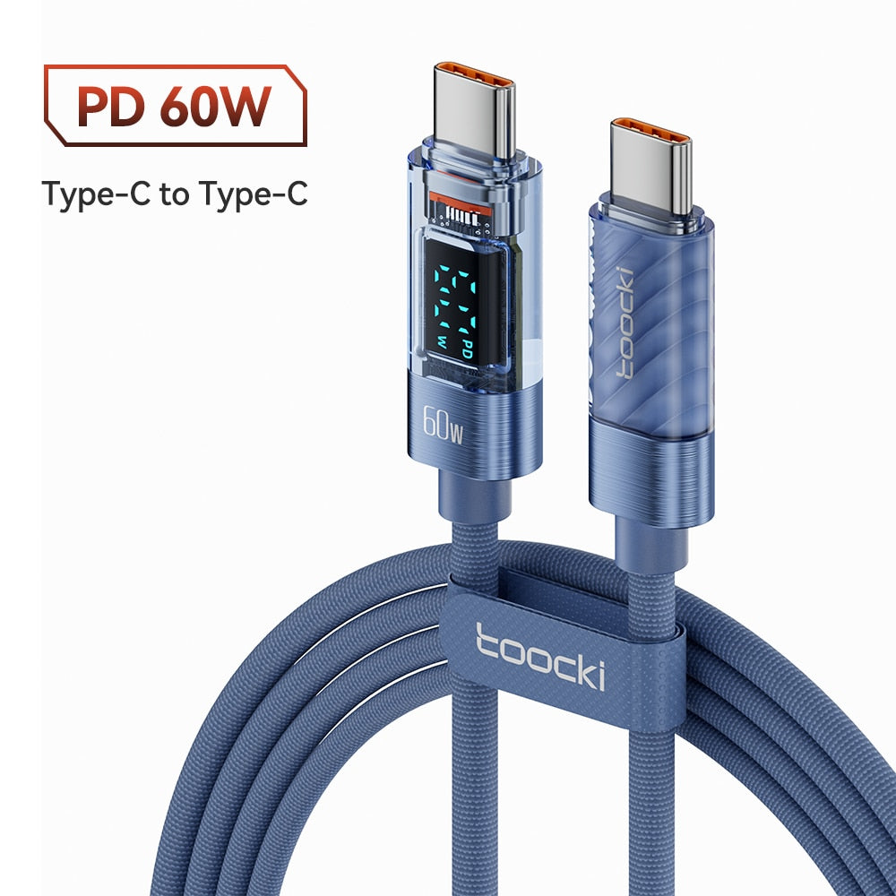 Toocki 100W شفاف USB C إلى النوع C.