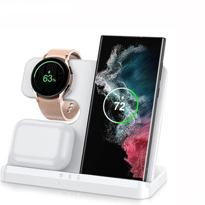 حامل شاحن لاسلكي 30 وات 3 في 1 لهاتف Samsung S22 Ultra S20 S21 Galaxy Watch 5 4 3 Active 2/1 Buds Fast Charging Dock Station