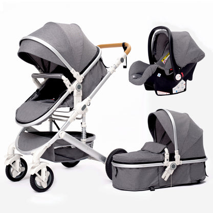 High Landscape Baby Stroller 3 in 1 With Car Seat Pink Stroller Luxury Travel Pram Car seat and Stroller Baby Carrier Pushchair