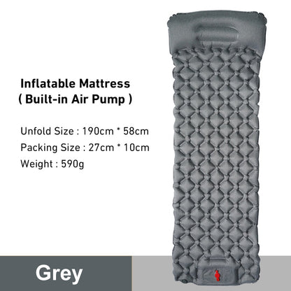 Outdoor Camping Sleeping Pad Inflatable Mattress Travel Mat Folding Bed with Pillows Ultralight Air Mat Built-in Inflator Pump