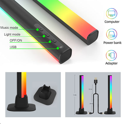 Smart RGB LED Light Bars Night Light with Bluetooth APP Control Music Rhythm Lights Backlight for Gaming TV Room Decoration Lamp