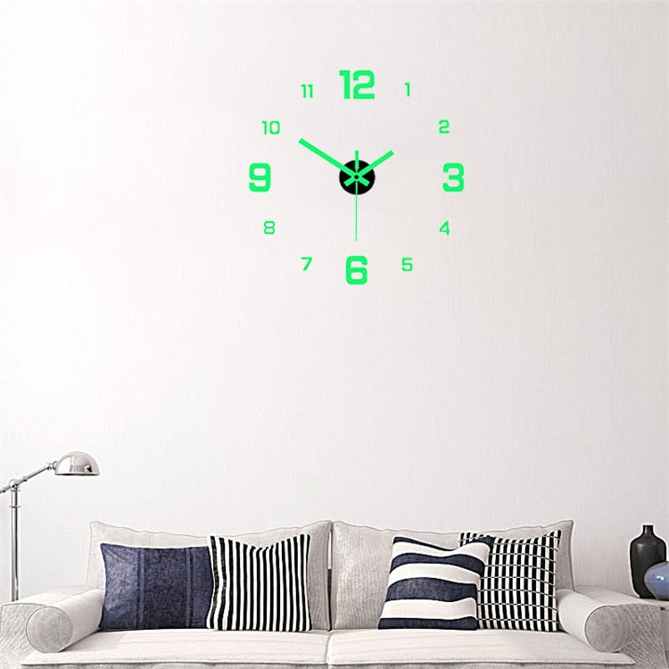 EW créatif Simple horloge numérique lumineuse bricolage horloge murale silencieuse étude salon sans poinçon autocollant mural horloge