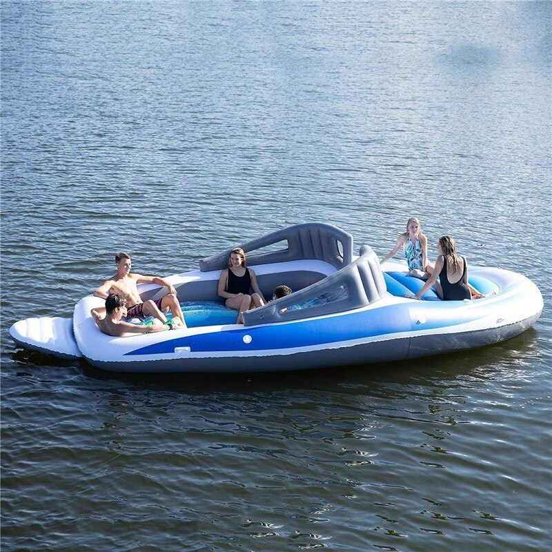 Inflatable water 6-person island floating bed Inflatable water floating bed multi-person floating row