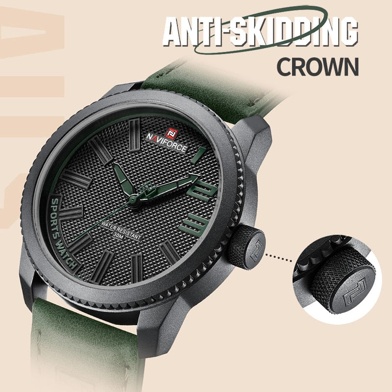 Shockproof Waterproof Leather Watch Men 