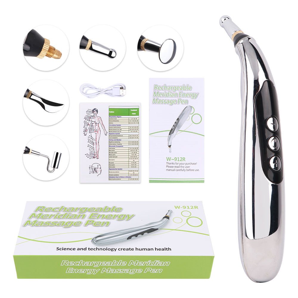 Stylo d'acupuncture Rechargeable par USB Point d'acupuncture électrique stylo de Massage appareil de Massage masseur corporel thérapie par stimulateur musculaire