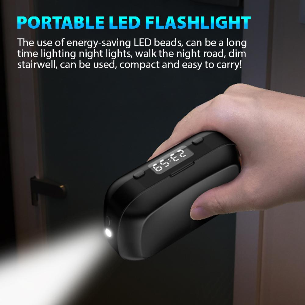 Bluetooth Earphones with Flashlight Clock Display